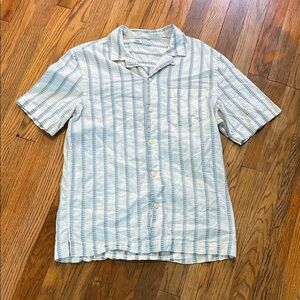 Zara Light Blue and White Striped Casual Shirt